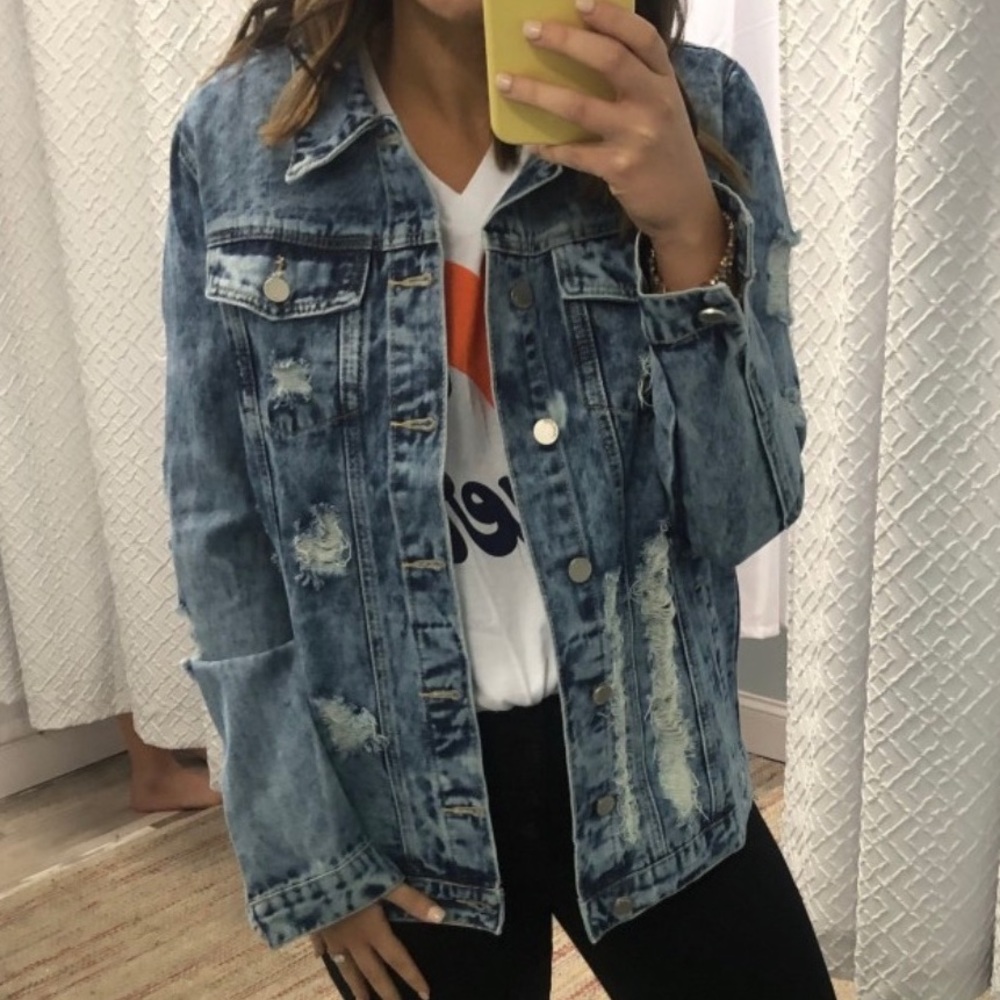 Distressed denim jacket